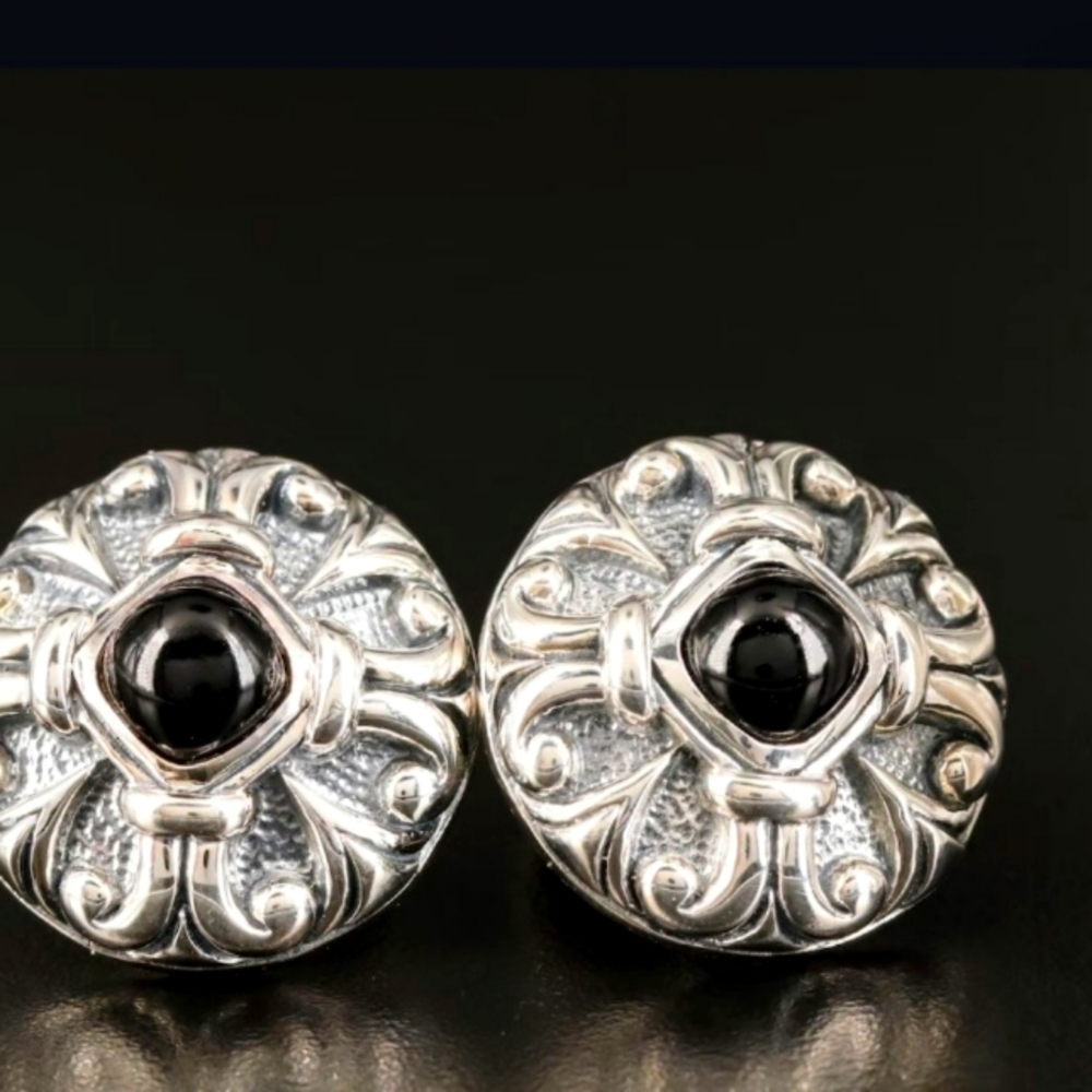 Scott Kay Sterling Silver Onyx Heavy Cufflinks